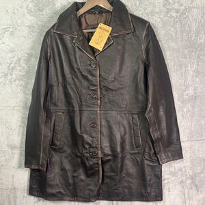 NWT New Real Leather Brown Distressed Medium Weight Leather Jacket 2XL